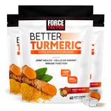 Force Factor Better Turmeric Joint Support Supplement for Extra Strength Joint Health, Featuring HydroCurc Turmeric Curcumin with Black Pepper for Superior Absorption, Fruit Splash, 180 Soft Chews