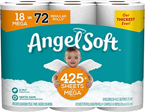 Angel Soft Toilet Paper, 72 Regular Rolls, 18 Count