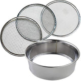 Wazakura Soil Sifter for Gardening and Bonsai 3PCS Set, 8-1/4 in (210mm) Stainless Steel Fine Mesh Sieve for Topsoil, Akadama Soil, Fine Sand, Worm Castings. Portable Garden Sieve & Compost Sifter