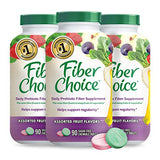 Fiber Choice Daily Prebiotic Fiber Chewable Tablets, Assorted Fruit, 90 Count (Pack of 3)