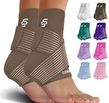 Sleeve Stars Ankle Brace for Women & Men, Achilles & Plantar Fasciitis Relief Compression Sleeve, Foot Brace with Ankle Support Strap, Heel Protector Wrap for Pain, Tendonitis & Sprain (Pair/Mocha Brown)