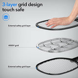 2 in 1 Electric Fly Swatter & Mosquito Zapper 4000V with USB Charging Base, Powerful Bug Zapper Racket Mosquito Swatter with 3 Layers of Safety Net Suitable for Indoor and Outdoor…