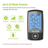 AUVON Rechargeable TENS Unit Muscle Stimulator, 24 Modes 4th Gen TENS Machine with 8pcs 2"x2" Premium Electrode Pads for Pain Relief