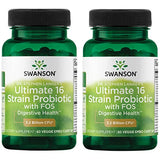 Swanson Dr. Stephen Langer's Formula - Natural Probiotic w/Prebiotic FOS - 16-Strain Supplement Promoting Digestive Support w/ 3.2 Billion CFU per Capsule - (60 Veggie Capsules) 2 Pack
