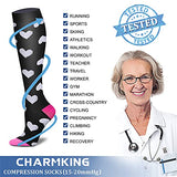 CHARMKING Compression Socks for Women & Men (8 Pairs) 15-20 mmHg Graduated Copper Support Socks are Best for Pregnant, Nurses - Boost Performance, Circulation, Knee High & Wide Calf (L/XL, Multi 20)