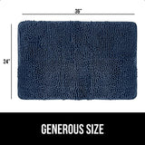 Gorilla Grip Soak Stopper Absorbent Indoor Chenille Doormat, 36x24, Muddy Dog Washable Mat, Quick Dry Soft Microfiber, Durable Rubber Backing, Absorbs Water and Moisture, Door Mat for Entry, Navy Blue