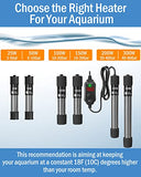 AquaMiracle Adjustable 50W Aquarium Heater Submersible Fish Tank Heater Super Short Aquarium Heater with LED Digital Display Thermostat, for Tanks 5-10 Gallons