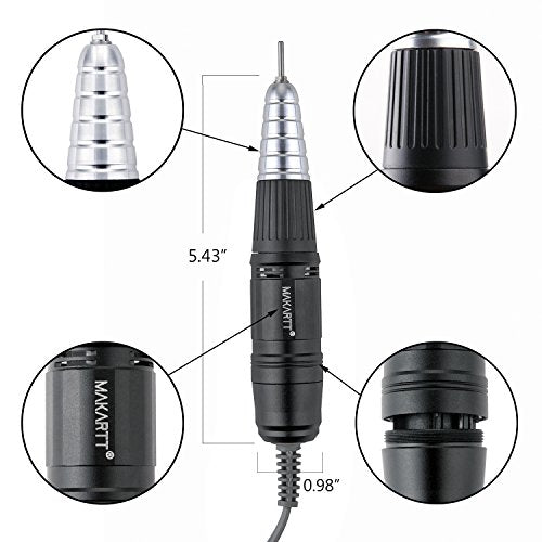 Makartt Nail Drill Handpiece for Up200 Machine Professional Electric File Remove Gel Polish Poly Nail Gel Black B-05