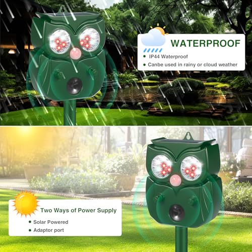 2024 Upgraded Ultrasonic Pest Repeller Outdoor Solar Animal Repellent with Motion Sensor Cat Repellent Outdoor Waterproof to Repel Dog Raccoon Fox Rabbit Deer Squirrel Skunk Repellent for Yard Garden