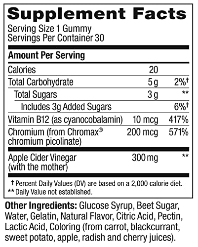 OLLY Metabolism Gummy Rings, Apple Cider Vinegar, Vitamin B12, Chromium, Energy and Digestive Health, Chewable Supplement, Apple Flavor - 30 Count