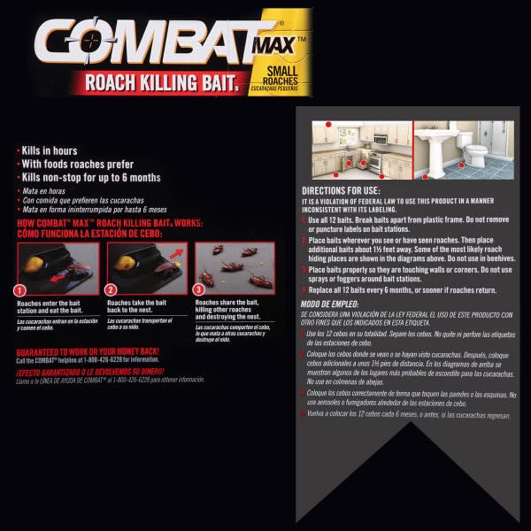 Combat Max Roach Killing Bait, Small Roach Bait Station, 12 Count (Pack of 12)