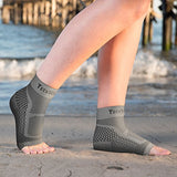 TechWare Pro Ankle Brace Compression Sleeve - Relieves Achilles Tendonitis, Joint Pain. Plantar Fasciitis Foot Sock with Arch Support Reduces Swelling & Heel Spur Pain. (Gray, S/M)