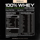 Muscle Feast 100% Grass-Fed Whey Protein, Pastured Raised Hormone Free All Natural, Vanilla, 5lb