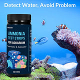 FUNSWTM Ammonia Test Kit for Aquarium Freshwater: 100 Counts Ammonia Test Strips for Saltwater Ammonia Test Kit for Pond,Fish Tank