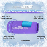 ComfiTECH Elbow Ice Pack for Tendonitis and Tennis Elbow Ice Pack Wrap Sleeve Cold Compression Golfers Arm Ice Pack for Injuries Reusable Gel Ice Wrap for Pain Relief (M Purple)