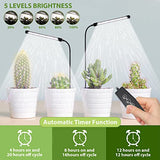 Juhefa Grow Light for Indoor Plants Growing, 6000K Full Spectrum Gooseneck Plant Lamp for Seedings Succulents Small Plants, Auto On/Off Timing & 5 Dimming, 2-Pack