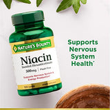 Nature's Bounty Niacin 500mg Flush Free, Cellular Energy Support, Supports Nervous System Health, 120 Capsules