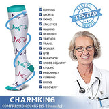 CHARMKING Compression Socks for Women & Men (8 Pairs) 15-20 mmHg Graduated Copper Support Socks are Best for Pregnant, Nurses - Boost Performance, Circulation, Knee High & Wide Calf (S/M, Multi 06)