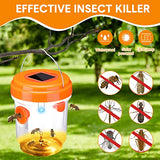 Wasp Trap Solar Powered Bee Trap Reusable Fly Traps Outdoor Hanging Wasp Killer with UV LED Light Flying Insects Bee Killer for Indoor Outdoor Patio Garden Home (Orange, 6 Packs)