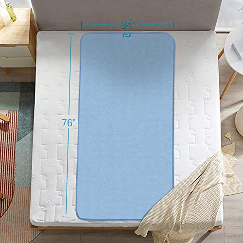 Hospital Bed Pads 34'' x 76'', 2 Pack Non-Slip Waterproof Sheet and Mattress Pad Protector, Washable Bed Wetting Incontinence Cover, Pads for Kids, Elderly Seniors, Blue