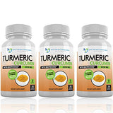 Turmeric Curcumin - 2250mg/d - 95% Curcuminoids - 180 Veggie Caps with Black Pepper Extract (Bioperine) - 750mg Capsules - Most Powerful Turmeric Supplement with Triphala (Pack of 3)
