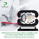 POSEAGLE 99-9313 Snow Blower Paddles with 133-5585 Scraper Blade 121-6622 Belt for Toro Power Clear 721 R, 721 E, 721 QZR, 721 QZE, 721 R-c, Quick Clear CCR 6053 R, CCR 6053 ES Snowthrowers