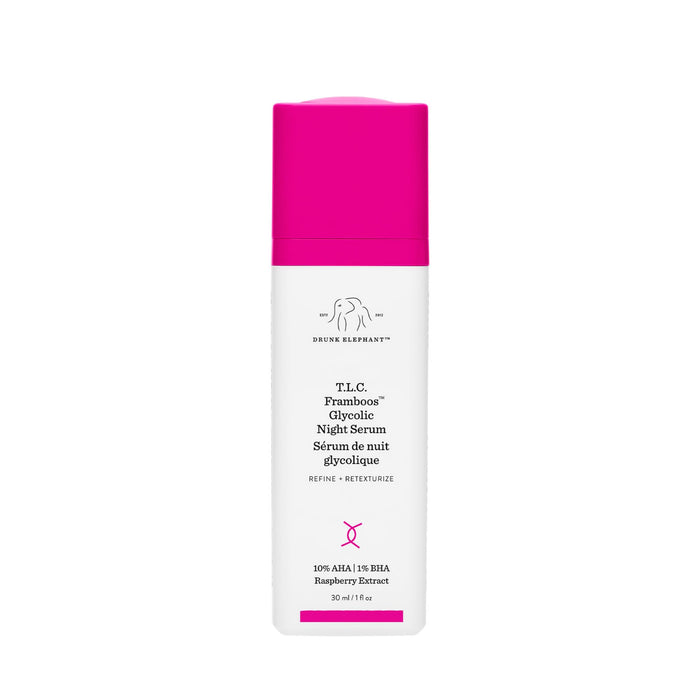 Drunk Elephant T.L.C. Framboos Glycolic Night Serum - Skin Care Brightening Night Serum. Repackaging (30 mL / 1 Fl Oz)