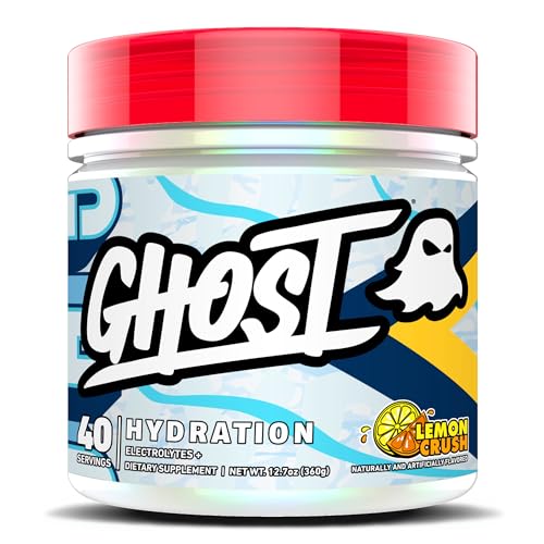 GHOST Hydration, Lemon Crush, 40 Serv, Electrolyte Powder - Drink Mix Supplement with Magnesium, Potassium, Calcium, Vitamin C & Taurine for Energy & Endurance - Vegan, Free of Soy, Sugar & Gluten