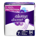 Always Discreet Adult Ultimate Extra Protection Pads with Rapid Dry, 42 Count x Pack of 2 (84 Count Total)