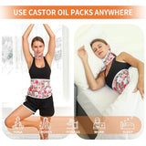 KANAV 4 Pack Castor Oil Pack Wrap for Waist & Neck - Reusable Organic Cotton Flannel Castor Oil Packs for Liver Detox Thyroid Constipation Insomnia and Inflammation (Oil Not Included)
