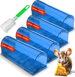 Utopia Home Humane Mouse Traps Indoor for Home (Pack of 4) - Blue Reusable Mice Traps for House Indoor - Pet Safe Mouse Trap Easy to Set, Quick, Effective, & Safe Rodent Trap