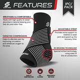 Sleeve Stars Ankle Brace for Women & Men, Achilles & Plantar Fasciitis Relief Compression Sleeve, Foot Brace with Ankle Support Strap, Heel Protector Wrap for Pain, Tendonitis & Sprain (Single/Black)