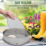 MOPALO 12" Soil Sieve Set with 4 Interchangeable Mesh Screens 1mm, 3mm, 5mm, 7mm - Stainless Steel Metal Riddle Garden Sifter for Rocks, Seeds, Dirt, Compost and Potting Soil