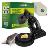 Gearshark Reusable Round Snap Mousetraps | Mouse Catcher Quick Effective Snap Mouse Trap Indoor & Outdoor for Home | Safer Snap Traps Easy to Clean & Setup Bait Reacting, 6 Pcs