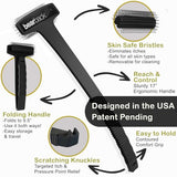 Bearback Back Scratcher: Premium Scratcher for Back & Body. Original Large Bristled Extendable Folding Long 17" Handle Exfoliating Brush for Adults/Men/Women/Elderly. American Small Business (Black)