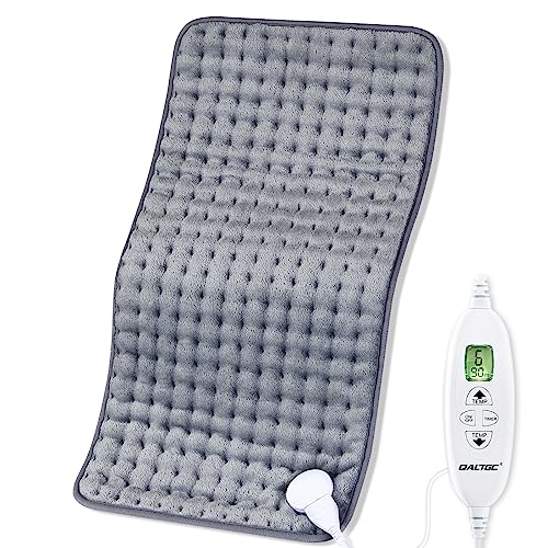 QALTGC Heating Pad (12"x 24"),Dual Mode Controller, Machine Washable, Comfortable Soft for Cramps/Pain Relief（Grey）