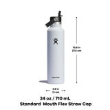 Hydro Flask 24 oz Standard Mouth Flex Straw Cap White, Dishwasher Safe