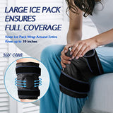 XXL Knee Wrap Around Entire Knee After Surgery, Reusable Gel Ice Pack for Knee Injuries, Large Ice Pack for Pain Relief, Swelling, Sports Injuries, 1 Pack (Black)