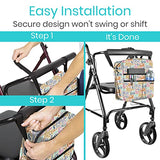 Vive Rollator Bag - Universal Travel Tote for Carrying Accessories on Wheelchair, Rolling Walkers, Transport Chairs, Mobility Scooters - Lightweight Handicap Medical Mobility Aid - for Women, Seniors