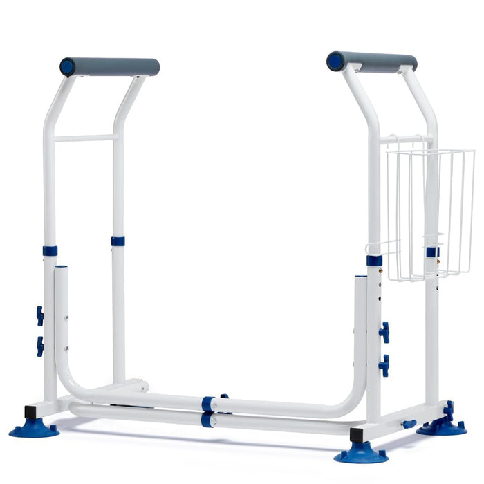 GreenChief Stand Alone Toilet Safety Rails 350lbs, Adjustable Toilet Frame with 4 Suction Cups, Medical Toilet Arms to Help Stand, Padded Toilet Handles for Elderly, Bariatric, Handicap and Disabled