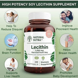 Natural Nutra Soy Lecithin Dietary Supplement, Support Brain Functioning, Liver Performance and Boost Brain Functioning, Gluten-Free,1200 mg, 200 Softgels