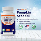 Vitamatic 2 Pack Pumpkin Seed Oil 2000mg Softgel Capsules per Serving - Total 360 Softgels - 1000mg per softgel