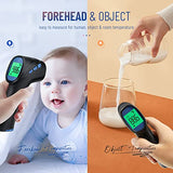 Touchless Thermometer for Adults, Digital Infrared Thermometer Gun, Forehead and Object 2 in 1 Mode, Fast Accurate Results with Fever Alarm-Black, LCD