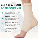 Modvel Ankle Brace for Women & Men - 1 Pair of Ankle Support Sleeve & Ankle Wrap - Compression Ankle Brace for Sprained Ankle, Achilles Tendonitis, Plantar Fasciitis, Injured Foot - Medium, Skin/Nude