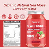 (28OZ) Sea Moss Gel, Raw Vegan Organic Irish Seamoss Gel, Immune and Digestive Support Vitamin Mineral Antioxidant Supplements, Strawberry