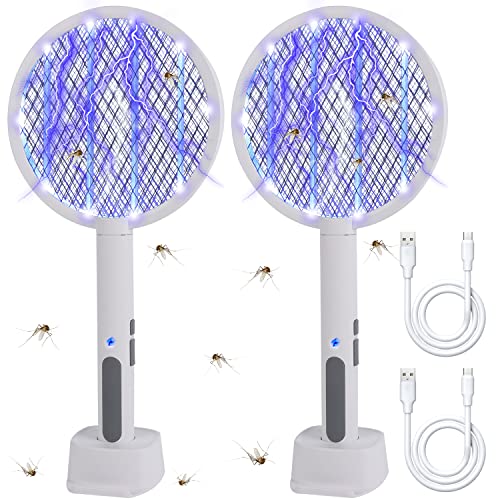 Lulu Home 2 Pack Electric Mosquito Swatter, 2-in-1 Bug Zapper Racket w