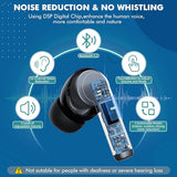 Bluetooth Hearing Aids, 2 in 1 Digital Hearing Amplifiers for Seniors Adults, Rechargeable Erabuds with Noise Cancelling, 3 Modes 5 Adjustable Volume, No Whistling, Portable Charging Case and 4 Size Domes