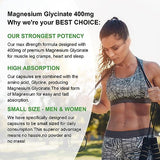 Magnesium Glycinate 500mg Supplemnt, High Absorption Dietary Supplement for Muscle, Heart, Nerve and Bone Support, Gluten Free, Non GMO, 120 Capsules, 60 Day Supply