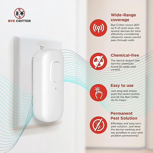 Bye Critter, Pest Defense, Bye Critter Ultrasonic Repellent for Mice, Pest Defence, Bye Critter Ultrasonic Pest Repeller