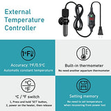 auomii Small Submersible Aquarium Heater,Adjustable Mini Fish Tank Heater 25/50/100/150/200/300 Watts with External Temperature Controller, LED Display, Smart Memory, Used for 1-60 Gallons (50W)